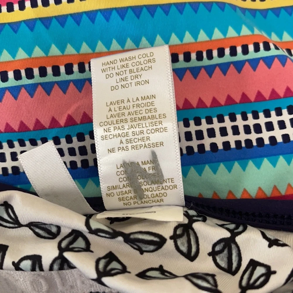 Anne Cole Stripe One Piece Bandeau Swimsuit Sz 10 Triangle Side Multicolor - Picture 12 of 14